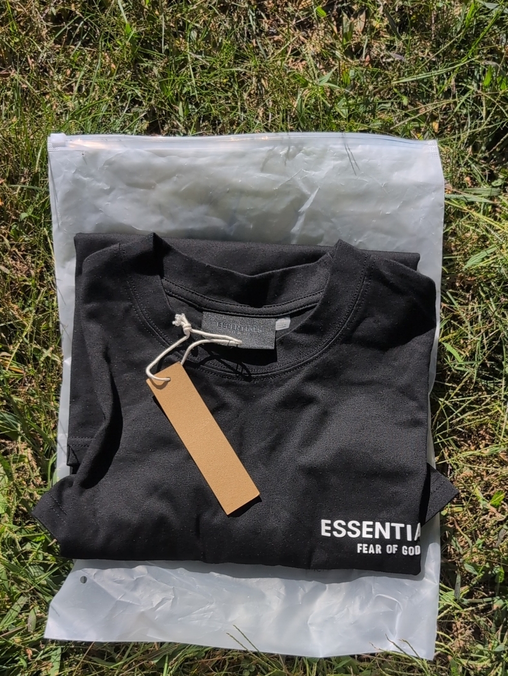 Fear of God ESSENTIALS Black Crewneck Sweatshirt with Logo